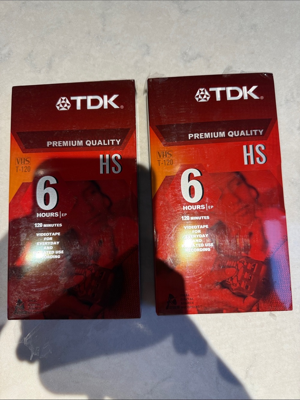 TDK HS VHS T-120 6 Hour Blank Video Tapes - Red